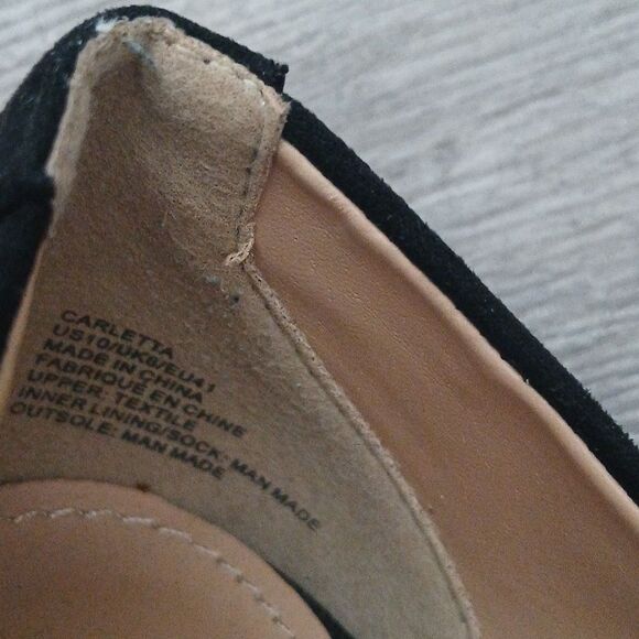 JustFab Carletta black suede heels pumps with bow on side Sz 10 - Picture 7 of 7